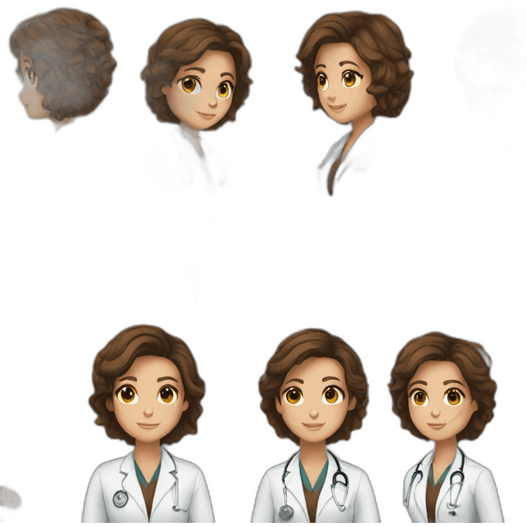 Female brown hair Doctor aesthetic emoji