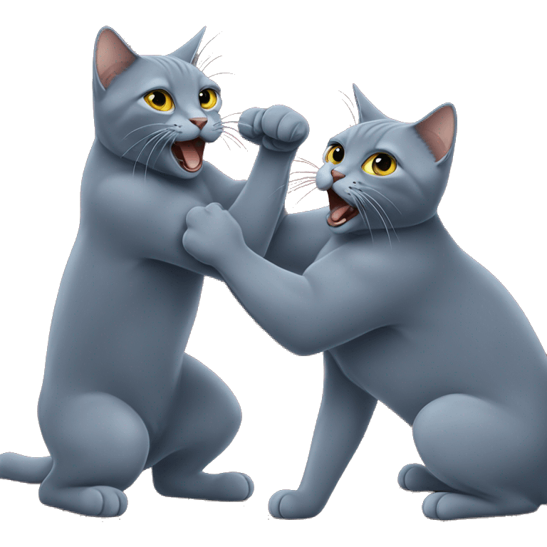 Two Russian Blue cats fighting  emoji