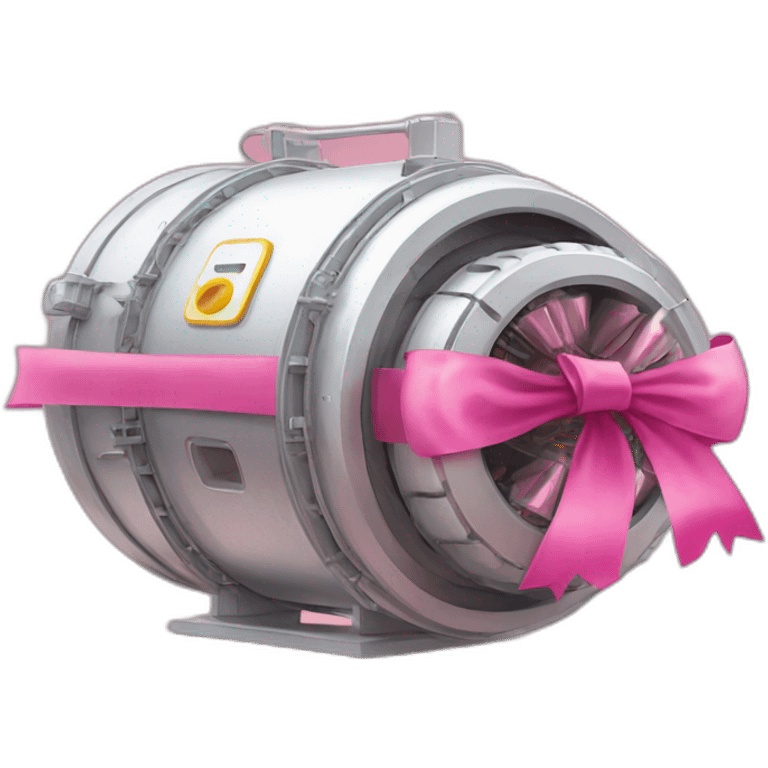 particle accelerator with cute pink ribbon emoji