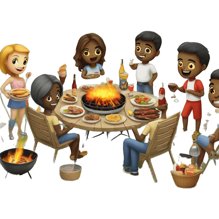 Cute Barbecue party on a backyard emoji