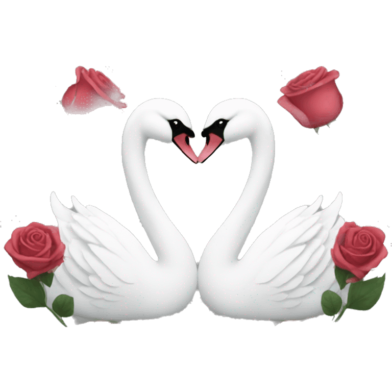 Swans facing each other with a rose in the middle  emoji