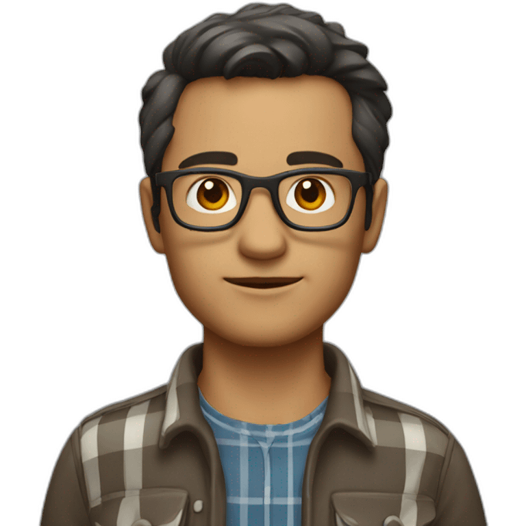 short white geologist with dark hair glasses and a plaid shirt emoji