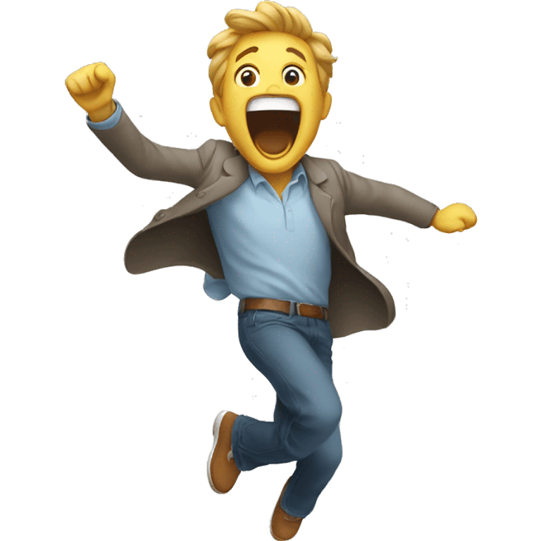 a happy man shouting and jumping emoji