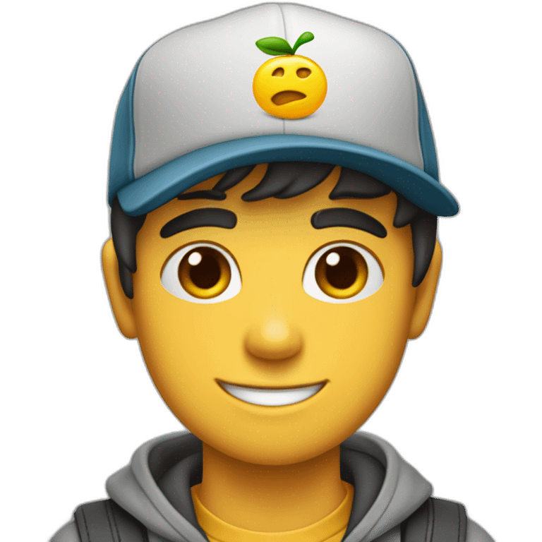 Ejoven moreno con una gorra. Está de pie, sosteniendo una prenda de ropa con ambas manos, como si estuviera exhibiéndola o mostrándola a alguien. emoji