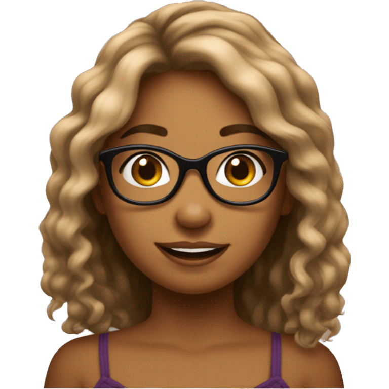 menina de cabelo marrom com oculos emoji