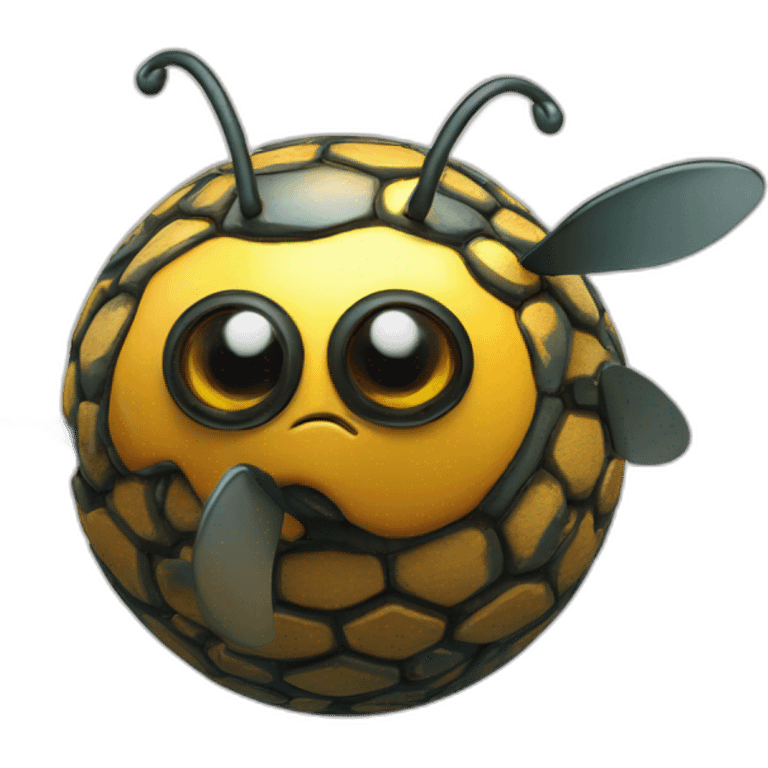 3d sphere with a cartoon Bee skin texture with Eye of Horus emoji