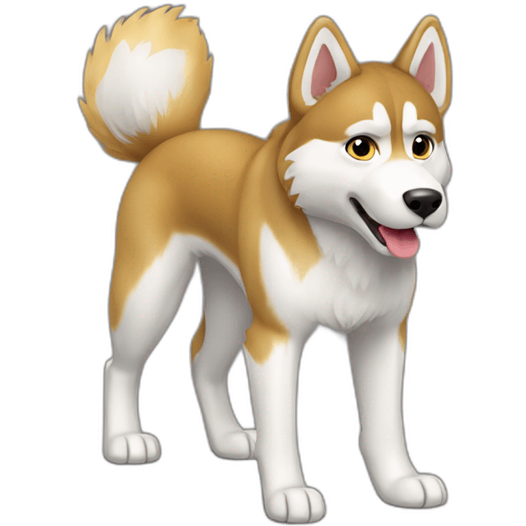 husky, belgian malignoise, golden fur, 3/4 view emoji