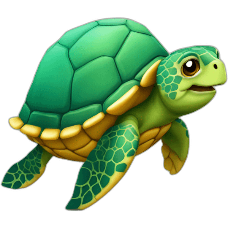 Tortue sur dauphin emoji