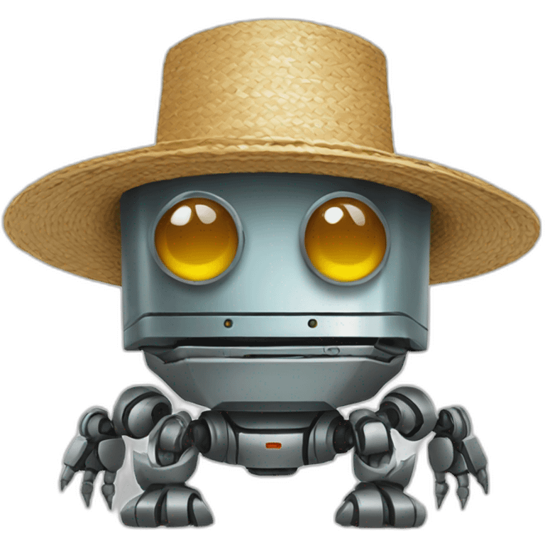 robot with fishnet and straw hat emoji