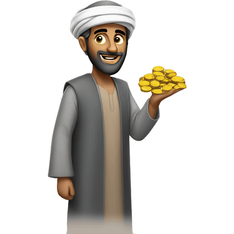 Arab man counts coins emoji