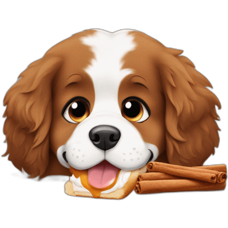 puppy bernese mountain dog eating cinnamon roll emoji