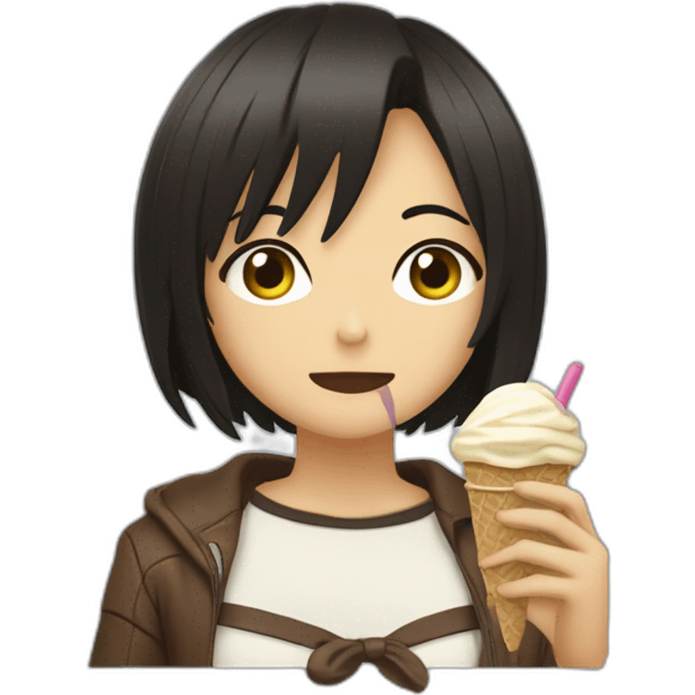 Mikasa Ackerman eat ice cream  emoji