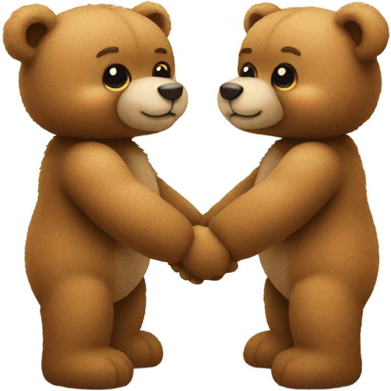 two cute teddy bears holding hands  emoji