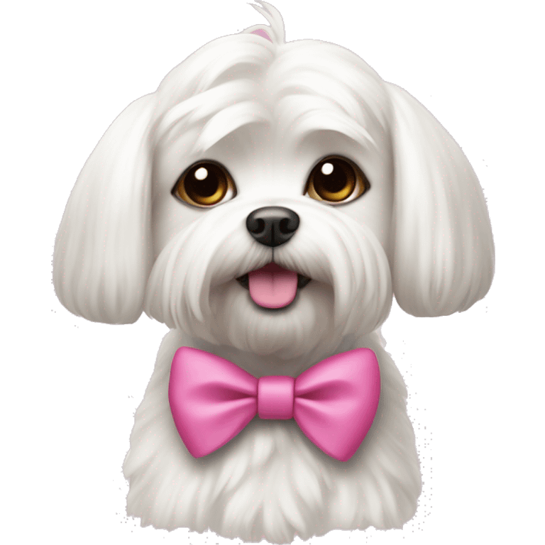 Maltese dog with ponk bow  emoji