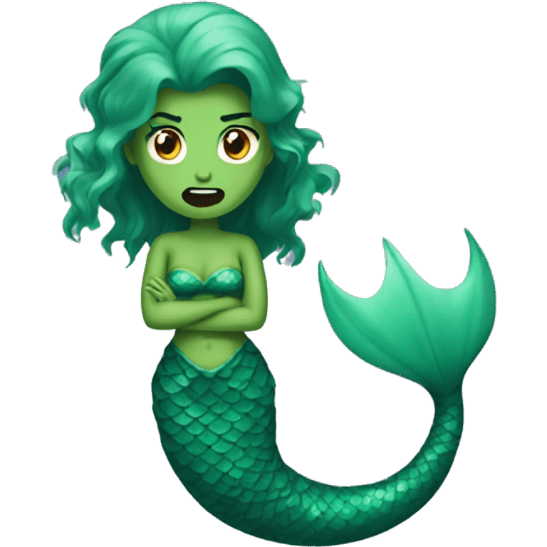 angry mermaid green emoji