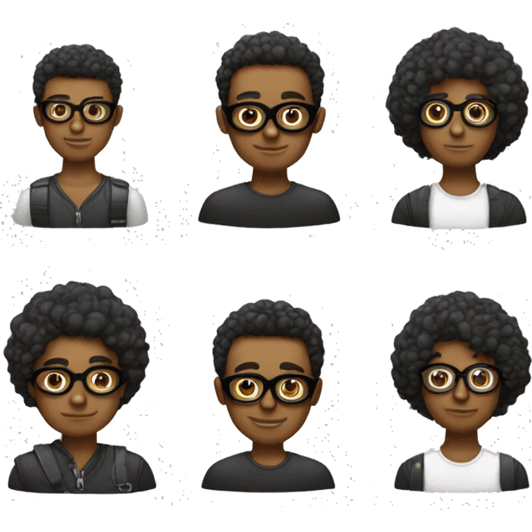 Garçon brun avec les cheveux attachés et des lunettes noires emoji