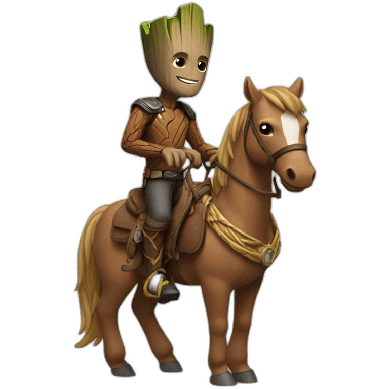 Groot riding a horse emoji