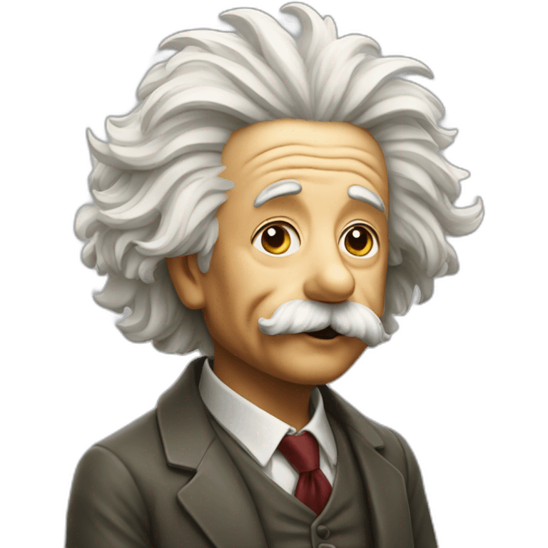 Einstein with an apple emoji