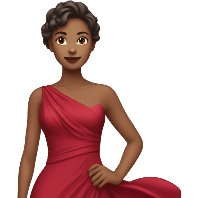 Woman in flowing ruby dress emoji