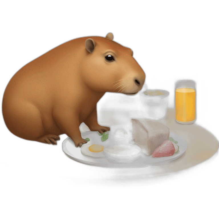 a capybara having breakfast emoji