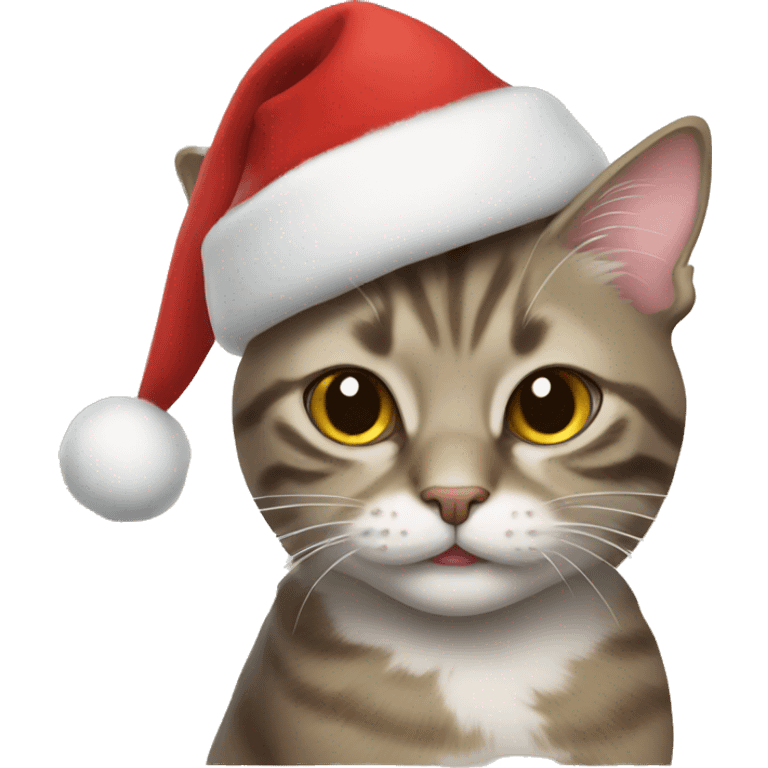 Cat with a Christmas hat  emoji