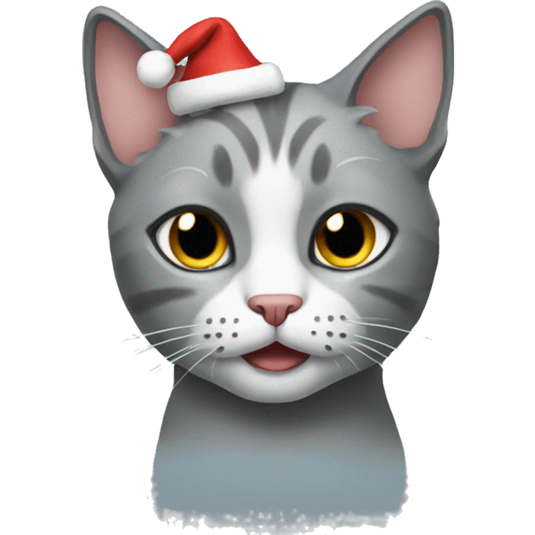 Gray Christmas cat emoji