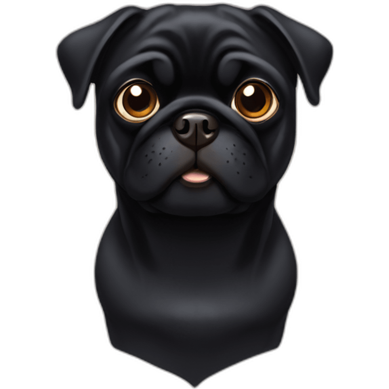 Black pug with brown eyes emoji