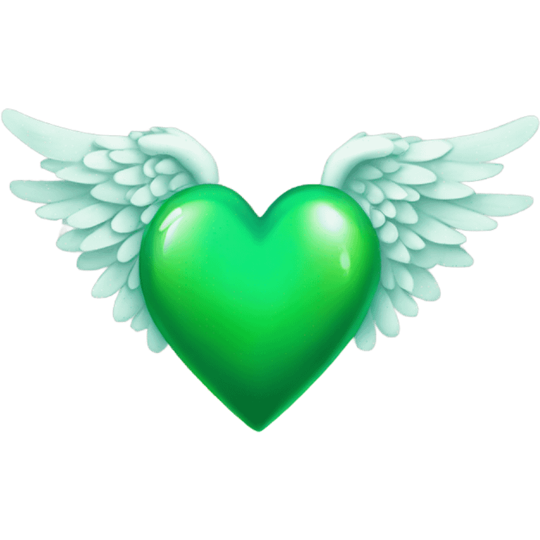 Green heart with angel wings emoji