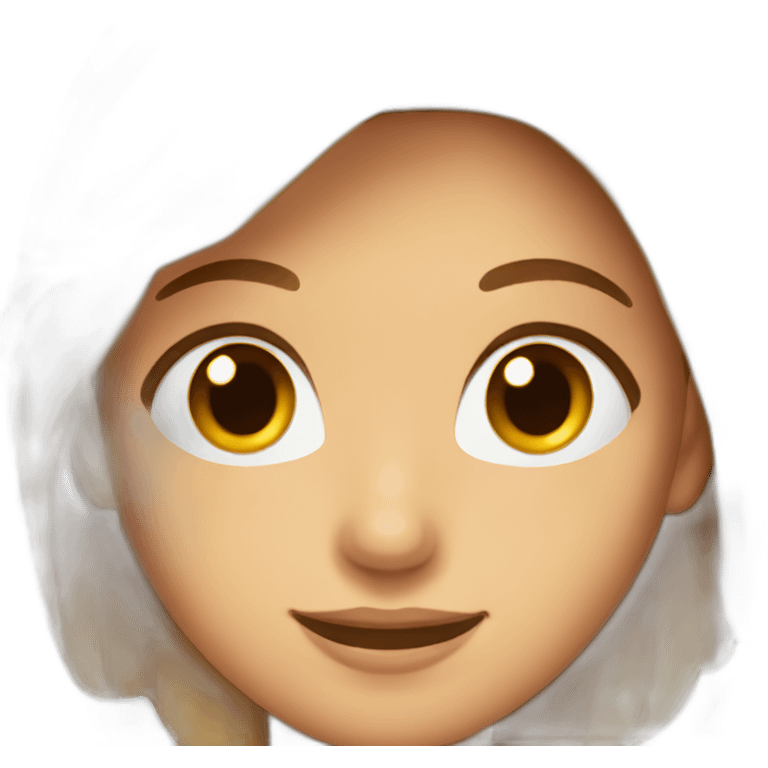 Woman brown eyes and hair smiling emoji