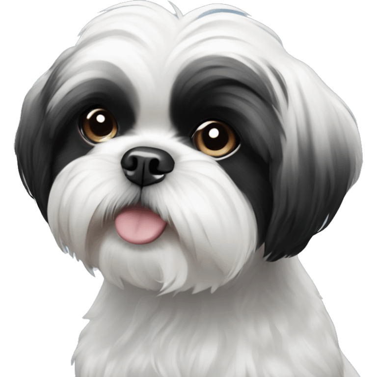 blue eyed black and white shih tzu emoji