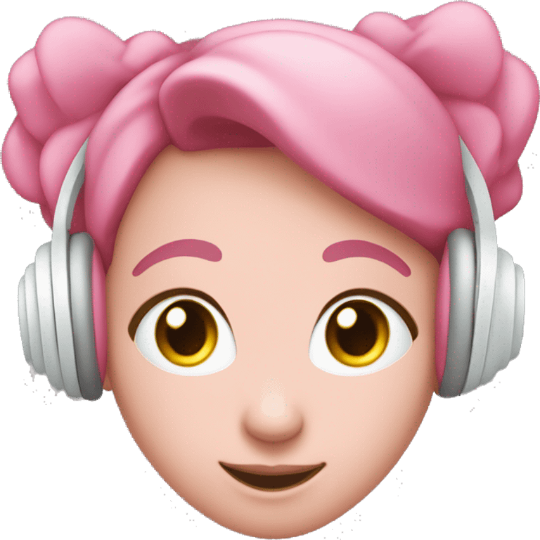 Un corazón rosa claro con auriculares  emoji