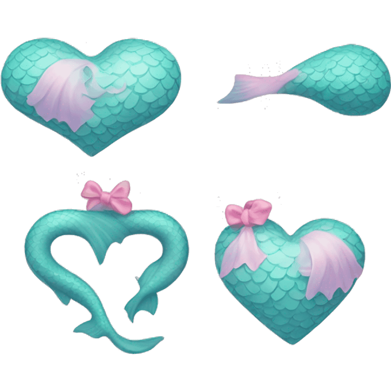 light pink heart with bow and mermaid design emoji