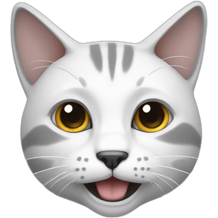 a white grey cat wich shakes emoji