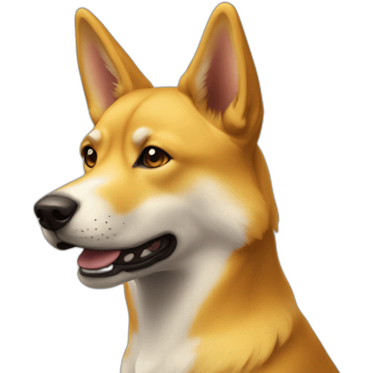 Yellow dog that looks like a mix of dingo and fox emoji