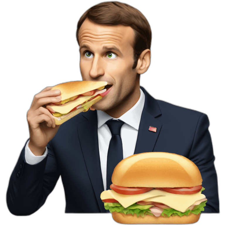 Macron eating sandwich emoji