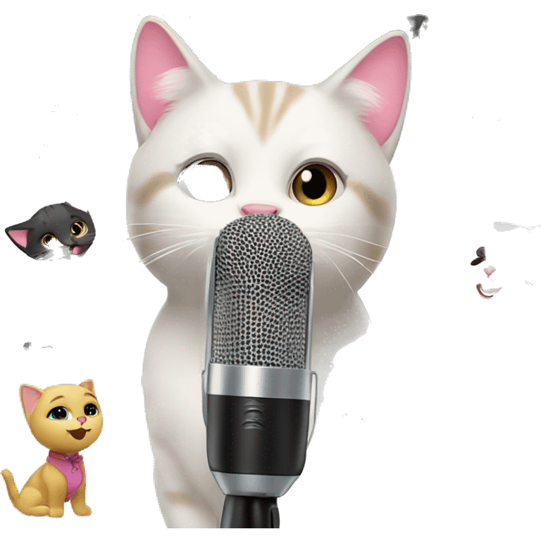 cat like barbie singing with miccat singing with mic emoji