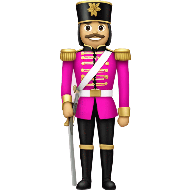 Realistic full body Caucasian hot pink nutcracker soldier.  emoji