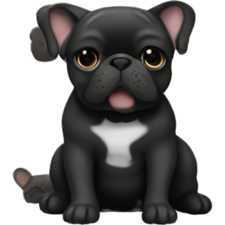 black french bouledogue sitting 4k emoji