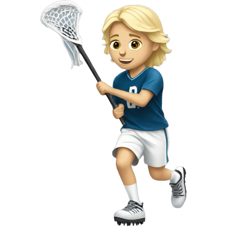 Blonde boy playing Lacrosse emoji