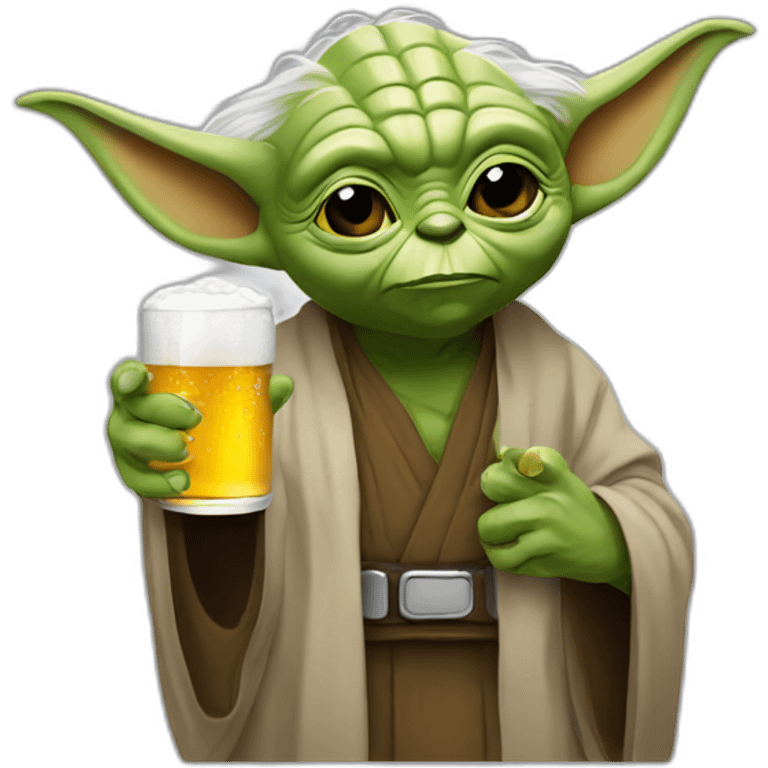 Yoda drinking beer emoji