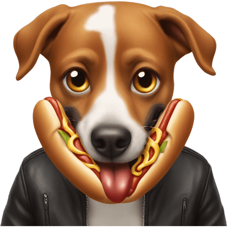 Harley eating a hotdog emoji