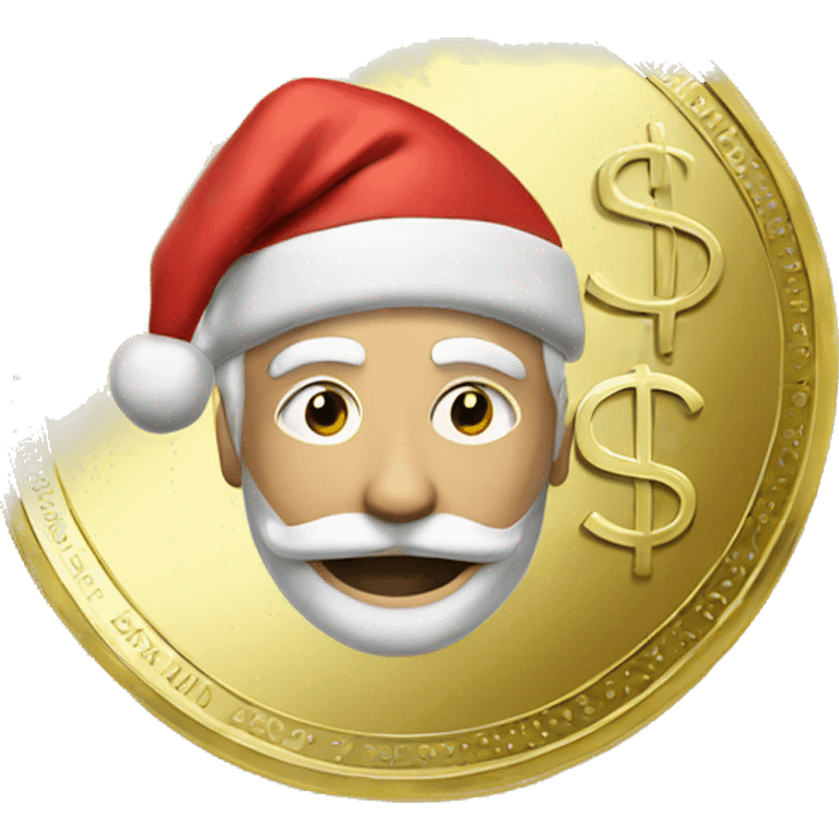 A coin of money with the topic of Santa and Christmas  emoji