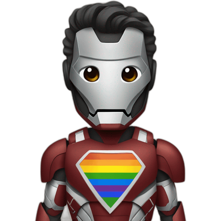 iron man with LGBTQIA+ flag emoji