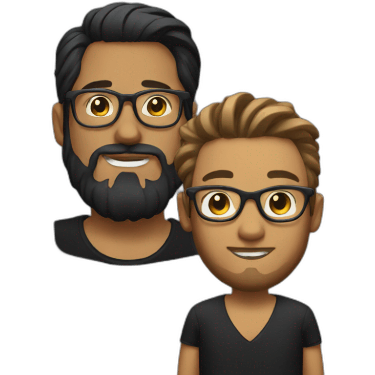 Man with clear glasses and a man bun and beard and black shirt emoji