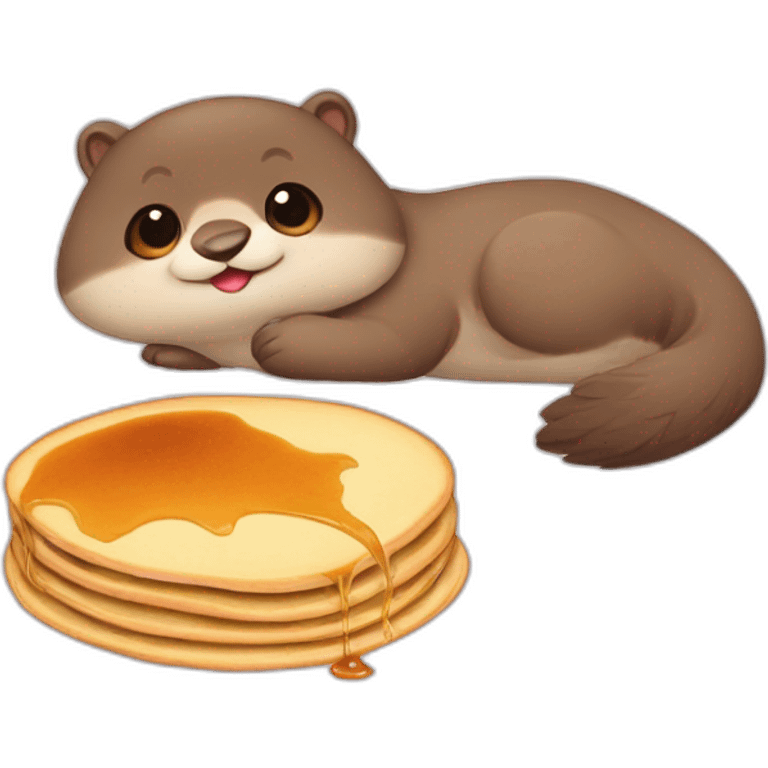 Bébé loutre mange pancake emoji