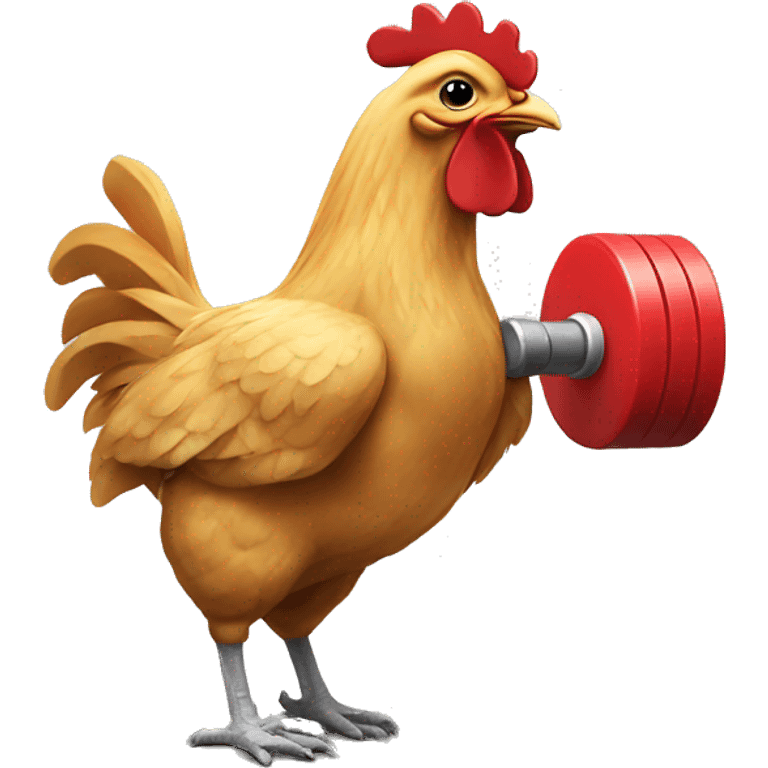 chicken with dumbell emoji