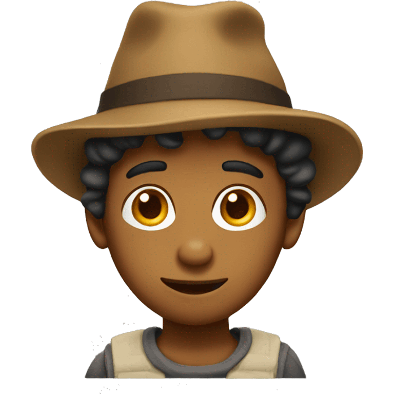 brown boy with silly hat emoji