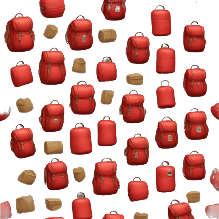 Realistic red camping backpack isolated. emoji