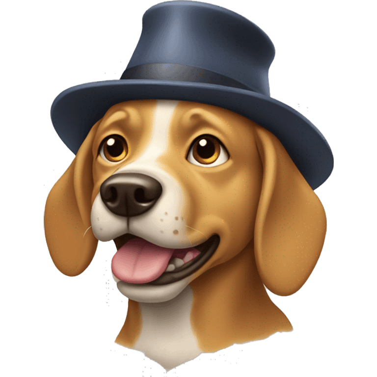 Barking dog wearing hat emoji