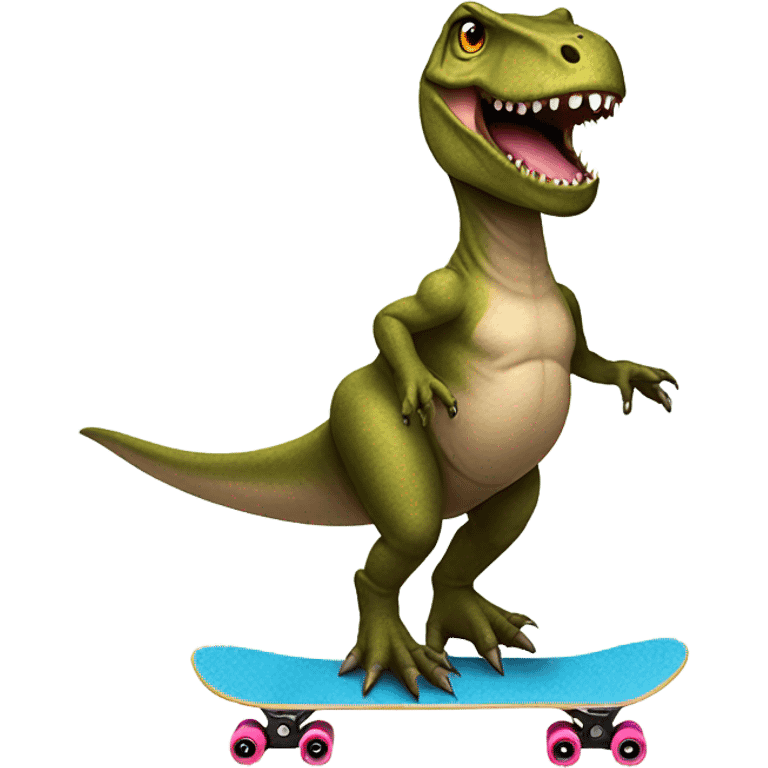 Trex riding a skateboard wearing a tutu emoji